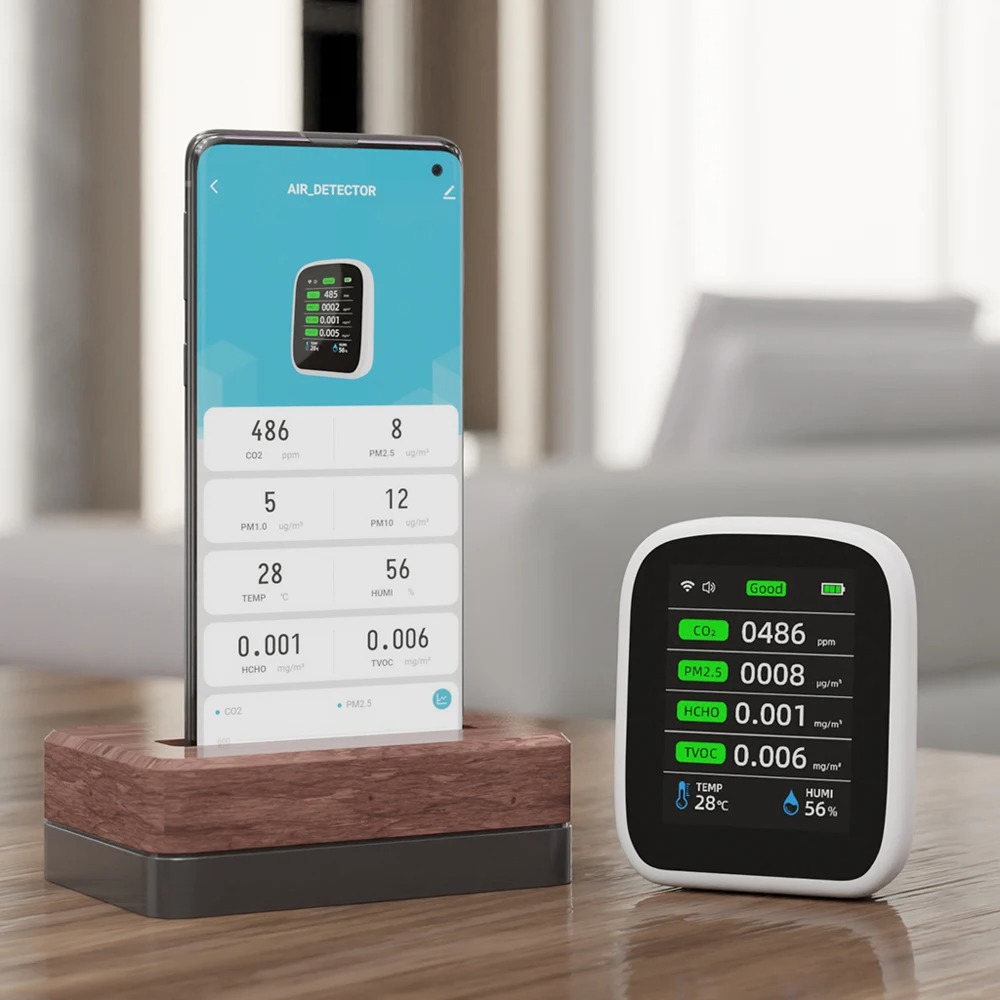Air Quality Monitor Co2 Pm2.5 Tvoc - Tuya WIFI 8 In 1 Air