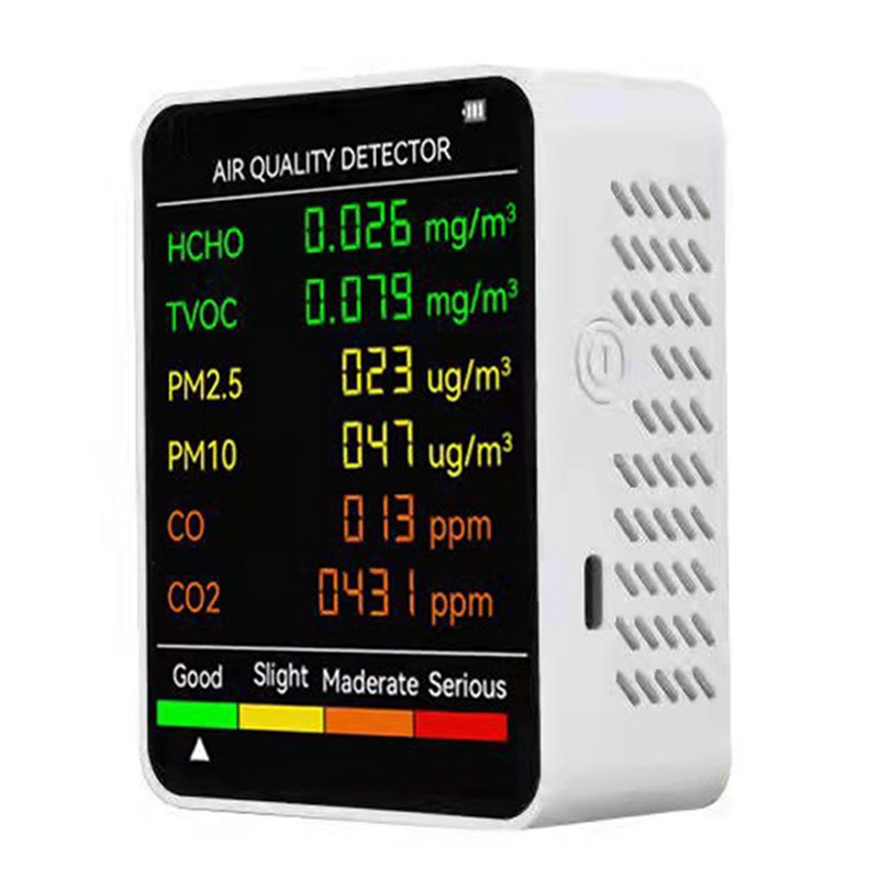 Air Quality Monitor Co2 Pm2.5 Tvoc - 6 In 1 PM2.5 PM10 HCHO