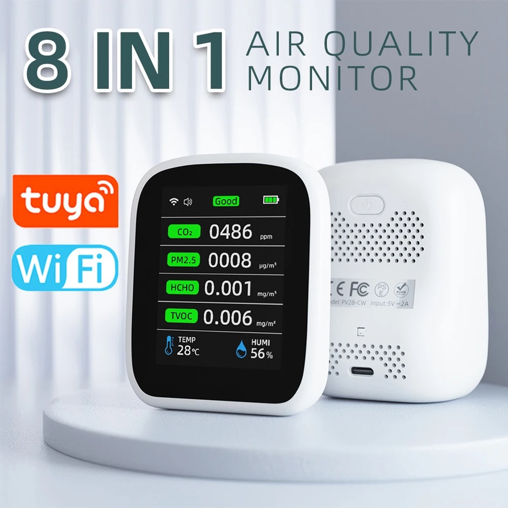 Tuya WIFI 8 In 1 Air Quality M - Air Quality Monitor Co2 Pm2.5 Tvoc 评论和价格