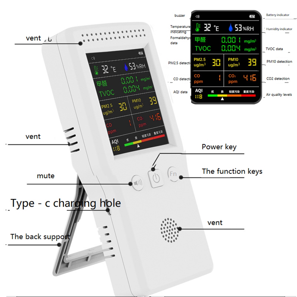 A57M-9 In 1 Air Quality Detect - Air Quality Monitor Co2 Pm2.5 Tvoc 评论和价格