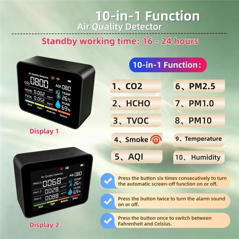 ABXF-CO2 TVOC HCHO PM2.5 PM1.0 - Air Quality Monitor Co2 Pm2.5 Tvoc 评论和价格