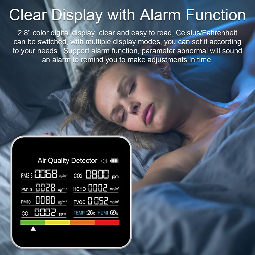 9 in 1 Air Quality Monitor CO2 - Air Quality Monitor Co2 Pm2.5 Tvoc 评论和价格