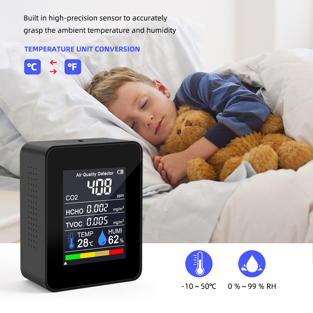 Yieryi 8 In 1 Air Quality Dete - Air Quality Monitor Co2 Pm2.5 Tvoc 评论和价格